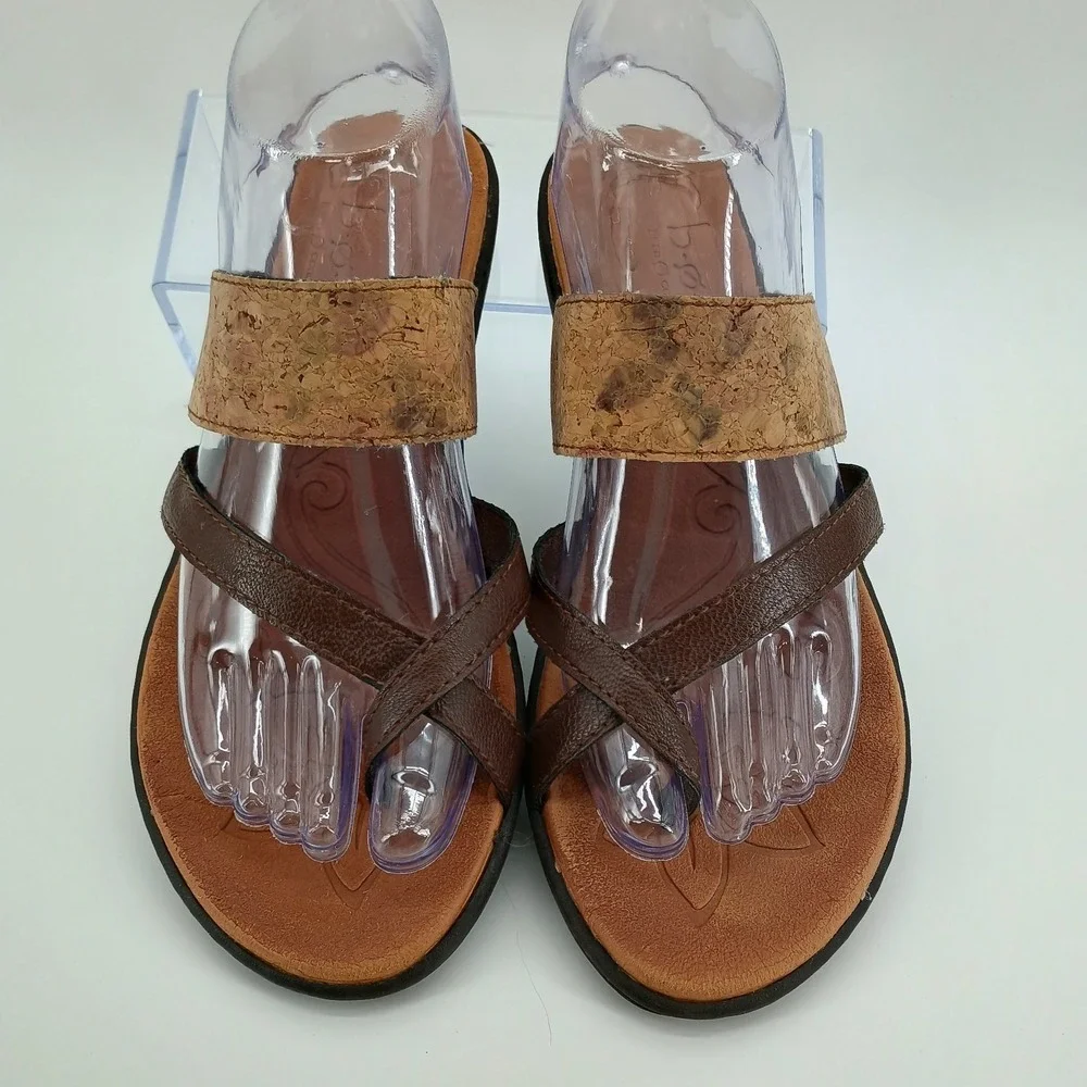 BOC  Thong Womens Brown Outdoor Beach Sandals Size 8 Cork Look Strap Slip On